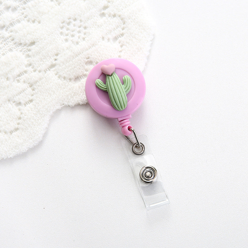 Wholesale Badge Reels Plastic Cartoon Avocado Sunflower Badge Scroll Retractable Keychain